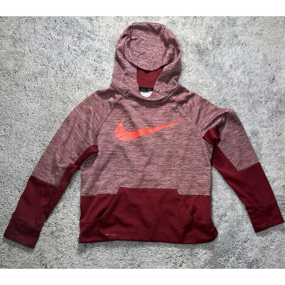 Nike Therma Boys Pullover Hoodie Maroon Red Size Large Kid Youth Heather Dri-Fit - Picture 14 of 16